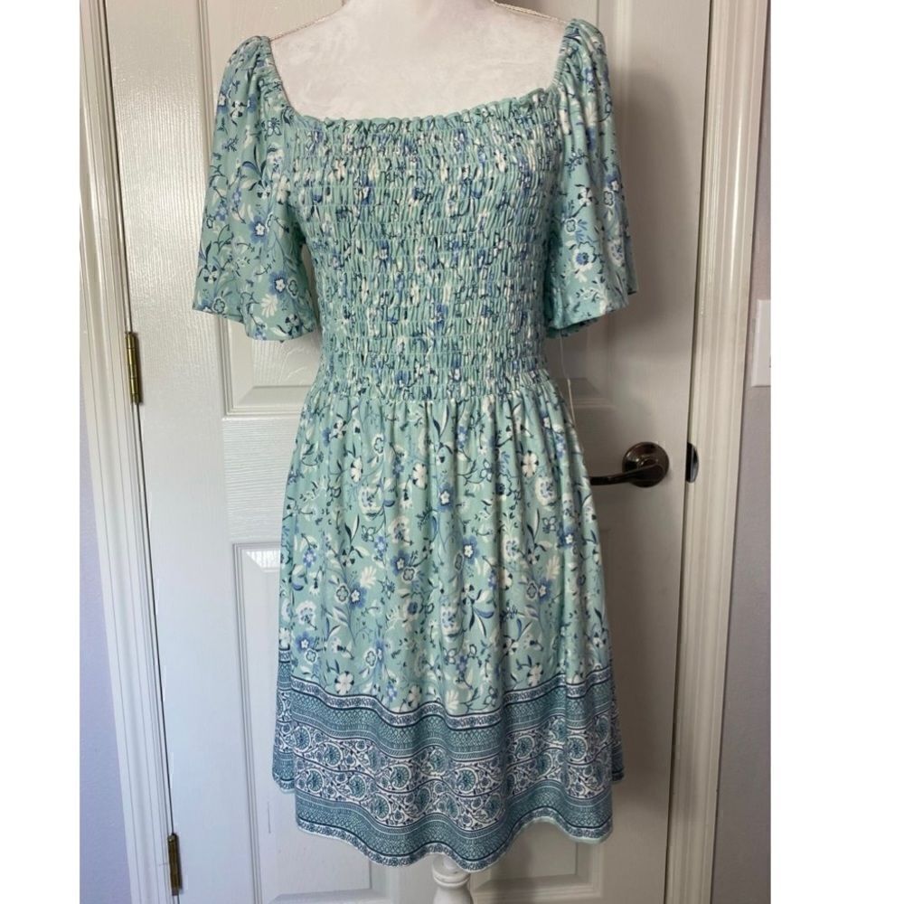 BEBOP Junior Small Green Floral Design Dress